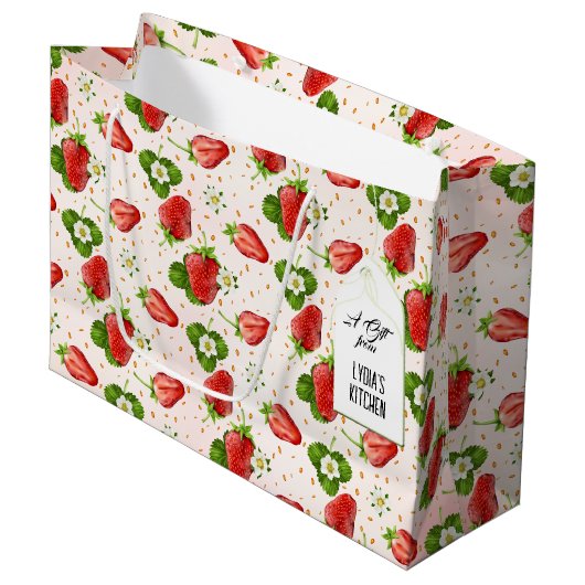 Grand Sac Cadeau Fruit de fraise (Devant Angle)