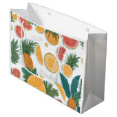 Grand Sac Cadeau Fruit exotique motif floral. (Devant Angle)