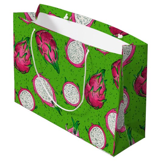 Grand Sac Cadeau Fruit rouge dragon vert (Dos Angle)