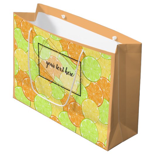 Grand Sac Cadeau Fruits de citron vert orange (Devant Angle)