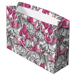 Grand Sac Cadeau Fuchsia en blanc et rose