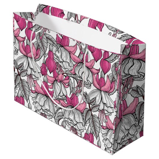 Grand Sac Cadeau Fuchsia en blanc et rose (Dos Angle)