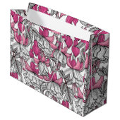 Grand Sac Cadeau Fuchsia en blanc et rose (Devant Angle)