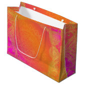 Grand Sac Cadeau Fuchsia Pink Orange & Gold Indian Mandala Party (Devant Angle)
