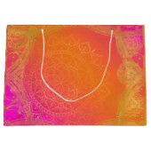Grand Sac Cadeau Fuchsia Rose Orange Et Or Mandala Fête (Devant)