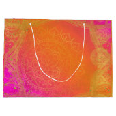 Grand Sac Cadeau Fuchsia Rose Orange Et Or Mandala Fête (Dos)