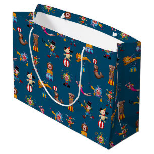 Grand Sac Cadeau Fun Circus Party Actes Cartographie Motif Blue Kid