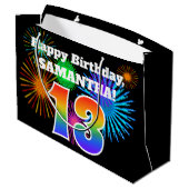 Grand Sac Cadeau Fun Fireworks + Rainbow Motif "13" Anniversaire # (Dos Angle)