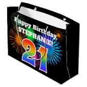 Grand Sac Cadeau Fun Fireworks + Rainbow Motif "21" Anniversaire # (Dos Angle)
