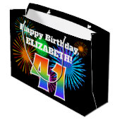 Grand Sac Cadeau Fun Fireworks + Rainbow Motif "41" Anniversaire # (Dos Angle)