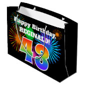 Grand Sac Cadeau Fun Fireworks + Rainbow Motif "43" Anniversaire # (Dos Angle)