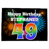 Grand Sac Cadeau Fun Fireworks + Rainbow Motif "49" Anniversaire # (Dos)