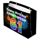 Grand Sac Cadeau Fun Fireworks + Rainbow Motif "61" Anniversaire # (Dos Angle)