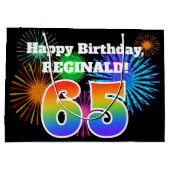 Grand Sac Cadeau Fun Fireworks + Rainbow Motif "65" Anniversaire # (Dos)