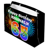 Grand Sac Cadeau Fun Fireworks + Rainbow Motif "65" Anniversaire # (Dos Angle)