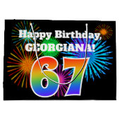 Grand Sac Cadeau Fun Fireworks + Rainbow Motif "67" Anniversaire # (Dos)