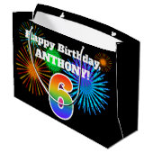 Grand Sac Cadeau Fun Fireworks + Rainbow Motif "6" Anniversaire # (Dos Angle)