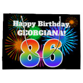 Grand Sac Cadeau Fun Fireworks + Rainbow Motif "86" Anniversaire # (Dos)
