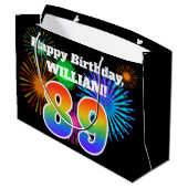 Grand Sac Cadeau Fun Fireworks + Rainbow Motif "89" Anniversaire # (Dos Angle)