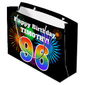 Grand Sac Cadeau Fun Fireworks + Rainbow Motif "96" Anniversaire # (Dos Angle)
