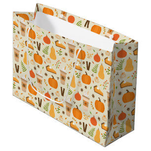 Grand Sac Cadeau Fun Orange Fall Motif