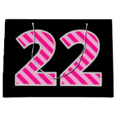 Grand Sac Cadeau Fun rose rayé "22"; Joyeux 22e anniversaire; Nom (Devant)