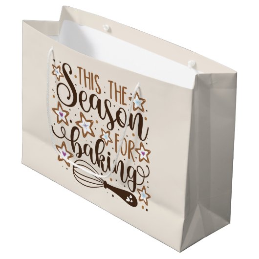 Grand Sac Cadeau Fun 'Tis Season for Baking Design (Devant Angle)