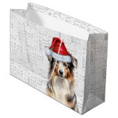 Grand Sac Cadeau Funky Australian Shepherd Christmas (Devant Angle)