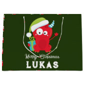 Grand Sac Cadeau Funky Red Christmas Monster Enfants Vacances (Devant)