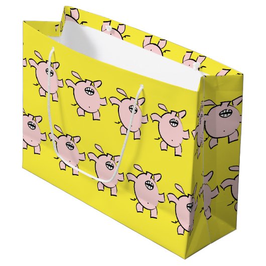 Grand Sac Cadeau Funny 5 Cartoon Cochon bébé Choisir Couleur L Cade (Devant Angle)