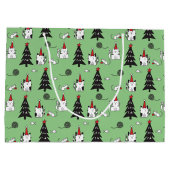 Grand Sac Cadeau Funny Cats Christmas pattern green (Dos)