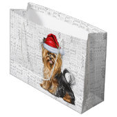 Grand Sac Cadeau Funny Christmas Biewer Terrier Woof (Devant Angle)