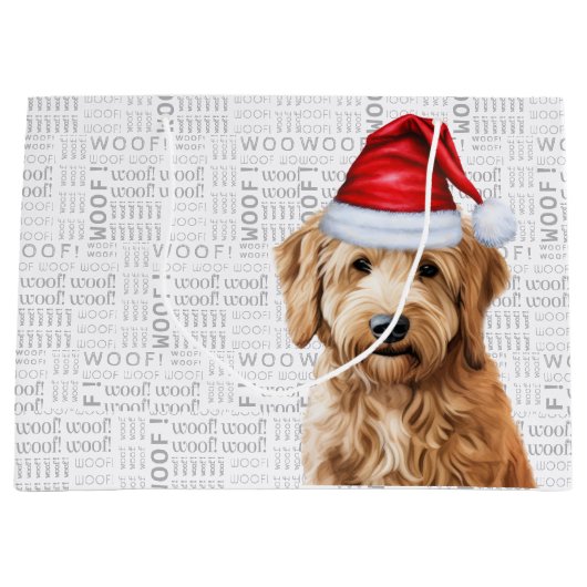 Grand Sac Cadeau Funny Christmas Goldendoodle Amoureux des chiens (Devant)