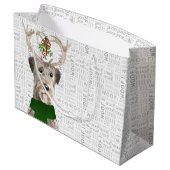 Grand Sac Cadeau Funny Christmas Irish Wolfhound Amoureux des chien (Dos Angle)