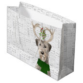 Grand Sac Cadeau Funny Christmas Irish Wolfhound Amoureux des chien (Devant Angle)