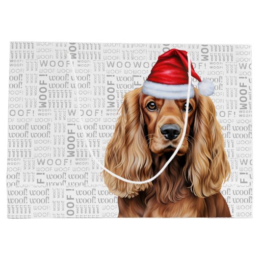 Grand Sac Cadeau Funny Christmas Santa Dog Cocker Spaniel Holiday (Dos)
