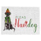 Grand Sac Cadeau Funny Noël Fleas Navidog avec Black Lab (Dos)