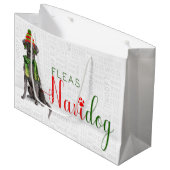 Grand Sac Cadeau Funny Noël Fleas Navidog avec Black Lab (Devant Angle)