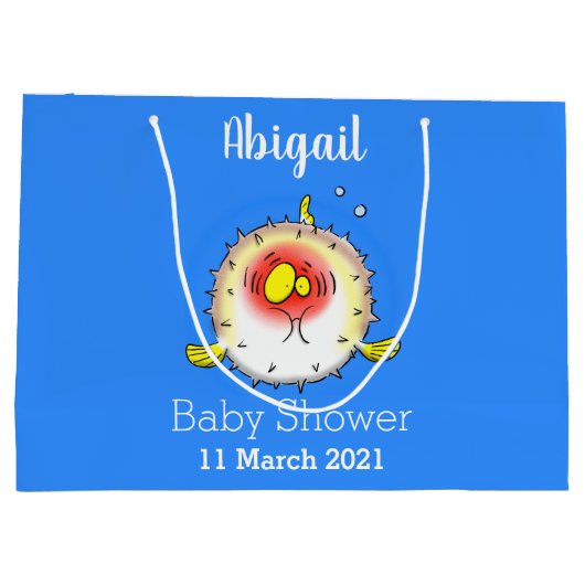 Grand Sac Cadeau Funny puffer fish porcupine fish cartoon (Dos)