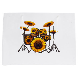 Grand Sac Cadeau Fûts Fleur de tournesol Musicien Musique Florale