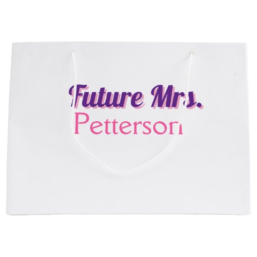 Grand Sac Cadeau Future Mme ajouter nom mariée mariage enterrement (Devant)