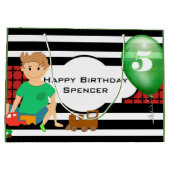 Grand Sac Cadeau Garçons Jouer avec Motif moderne Anniversaire (Dos)