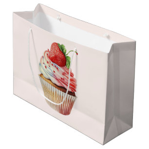 Grand Sac Cadeau Gâteau Cupcake Sucré à la Fraise