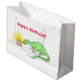 Grand Sac Cadeau Gâteau d'anniversaire de dragon (Devant Angle)