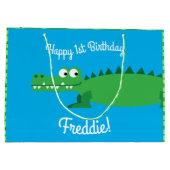 Grand Sac Cadeau Gator Alligator Crocodile Enfants 1er fête d'anniv (Dos)