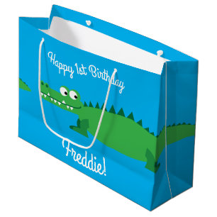 Grand Sac Cadeau Gator Alligator Crocodile Enfants 1er fête d'anniv