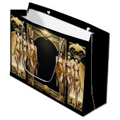 Grand Sac Cadeau Gatsby flapper filles or noir événement (Devant Angle)