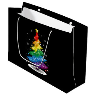 Grand Sac Cadeau Gay LGBT Pride Arbre de Noël Arc-en-ciel Joyeux No