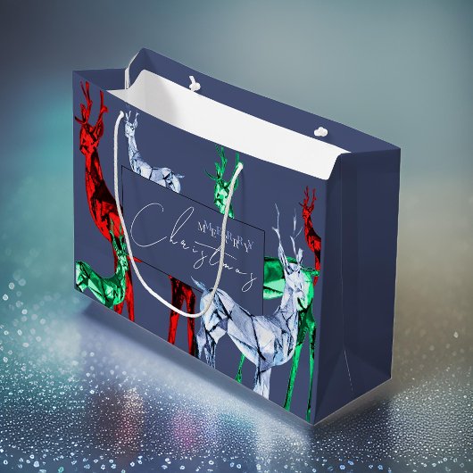 Grand Sac Cadeau Gemstone Crystal Reindeer Joyeux Noël