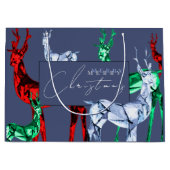 Grand Sac Cadeau Gemstone Crystal Reindeer Joyeux Noël (Devant)